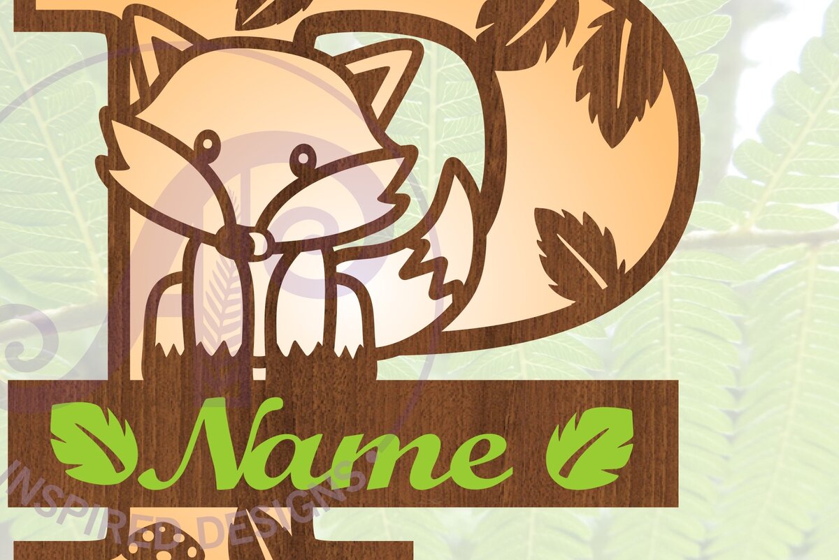 Intra απο ξύλο plywood  Χρώμα wenge 3mm-4mm πάχος - Fox Monogram Letter P Cut File Δίασταση 30x20 cm INTRAFABR-82756803