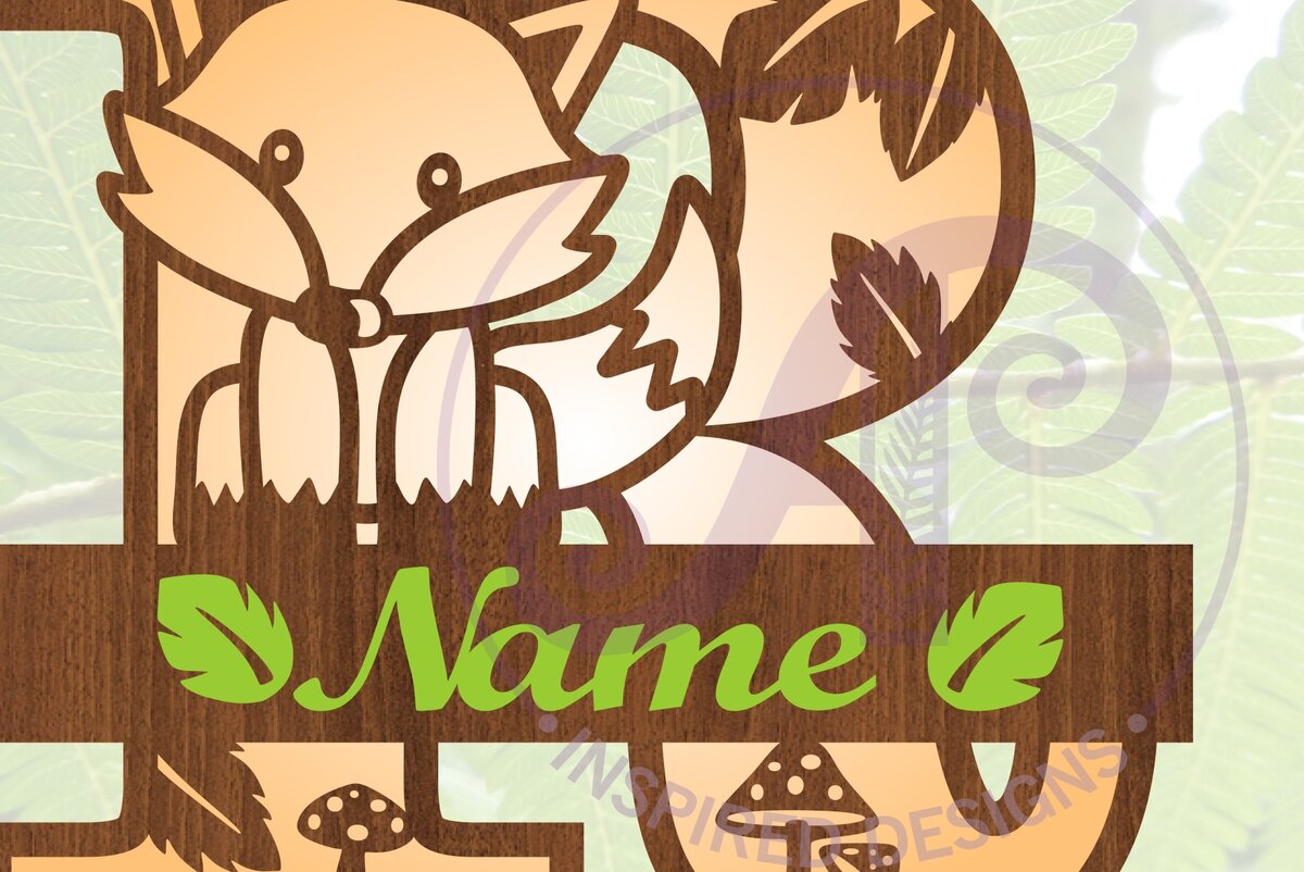 Intra απο ξύλο plywood  Χρώμα wenge 3mm-4mm πάχος - Fox Monogram Letter R Cut Δίασταση 30x20 cm INTRAFABR-85599079