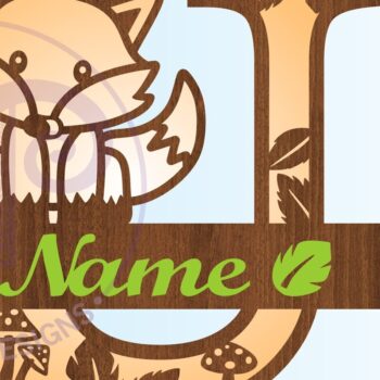 Intra απο ξύλο plywood  Χρώμα wenge 3mm-4mm πάχος - αποκοπής μονογράμματος Fox Letter U Δίασταση 30x20 cm INTRAFABR-81733313 - Image 3