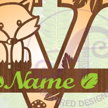 Intra απο ξύλο plywood  Χρώμα wenge 3mm-4mm πάχος - Fox Monogram Letter V Cut File Δίασταση 30x20 cm INTRAFABR-76650500 - Image 1