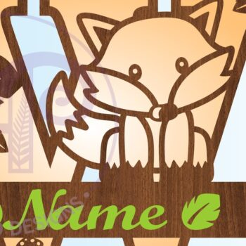 Intra απο ξύλο plywood  Χρώμα wenge 3mm-4mm πάχος - Fox Monogram Letter W Cut File Δίασταση 30x20 cm INTRAFABR-76650496 - Image 3