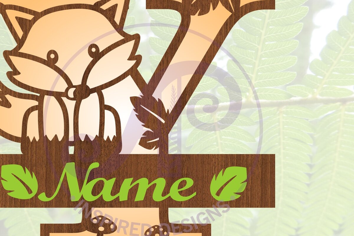 Intra απο ξύλο plywood  Χρώμα wenge 3mm-4mm πάχος - Fox Monogram Letter Y Cut File Δίασταση 30x20 cm INTRAFABR-105589009