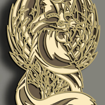 Intra απο ξύλο plywood  Χρώμα wenge 3mm-4mm πάχος - Fox Multilayer /Fox 3D Mandala/Laser Δίασταση 30x30 cm INTRAFABR-80252202 - Image 3