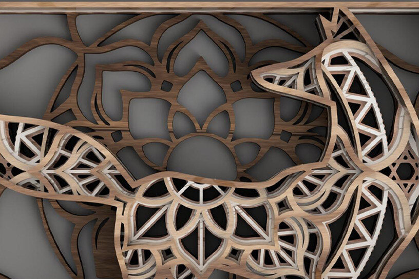 Intra απο ξύλο plywood  Χρώμα wenge 3mm-4mm πάχος - Fox Multilayered Mandala Δίασταση 30x30 cm INTRAFABR-80252421