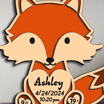 Intra απο ξύλο plywood Χρώμα wenge 3mm-4mm πάχος - Πινακίδα ανακοίνωσης γέννησης νεογέννητου μωρού Fox Δίασταση 30x20 cm INTRAFABR-84864371 - Image 1