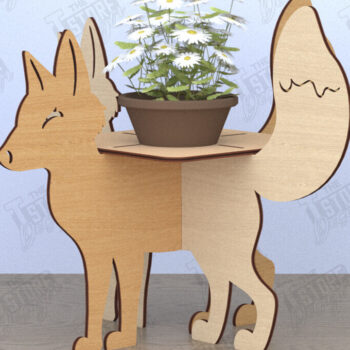 Intra απο ξύλο plywood Χρώμα wenge 3mm-4mm πάχος - Στάση για γλάστρα σε σχήμα αλεπούς | Διακόσμηση σπιτιού Δίασταση 30x20 cm INTRAFABR-84864334 - Image 1