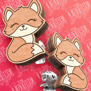 Intra απο ξύλο plywood  Χρώμα wenge 3mm-4mm πάχος - Σκουλαρίκια Fox Stud με λέιζερ Δίασταση 3x3 cm INTRAFABR-105415482 - Image 1