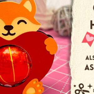 Intra απο ξύλο plywood  Χρώμα wenge 3mm-4mm πάχος - Fox with Heart Candy Holder Δίασταση 20x20 cm INTRAFABR-86051723