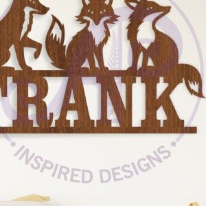 Intra απο ξύλο plywood  Χρώμα wenge 3mm-4mm πάχος - Αλεπούδες Όνομα αποκοπής με λέιζερ Δίασταση 30x20 cm INTRAFABR-108891056