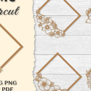 Intra απο ξύλο plywood  Χρώμα wenge 3mm-4mm πάχος - Κορνίζα Λουλούδια κοπής με λέιζερ Δίασταση 20x25 cm INTRAFABR-108845660