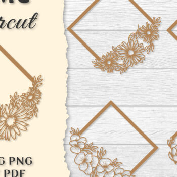 Intra απο ξύλο plywood Χρώμα wenge 3mm-4mm πάχος - Κορνίζα Λουλούδια κοπής με λέιζερ Δίασταση 20x25 cm INTRAFABR-108845784 - Image 1