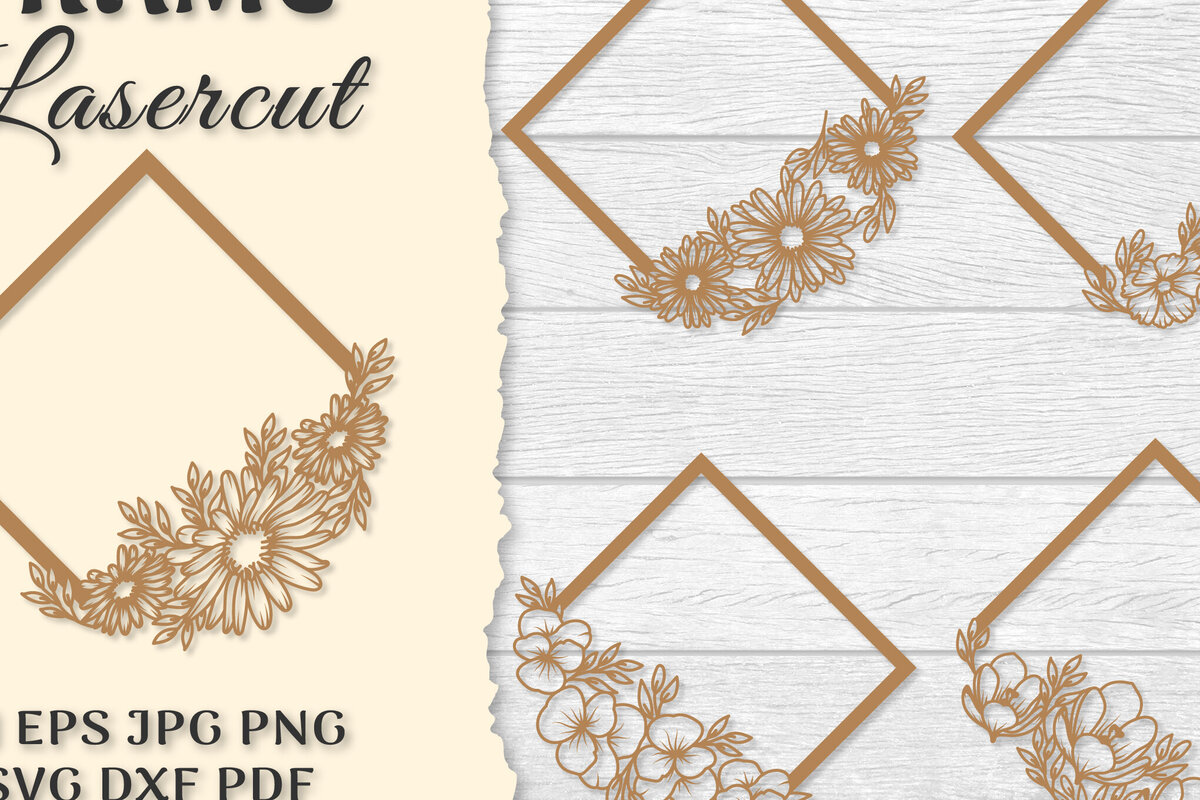 Intra απο ξύλο plywood  Χρώμα wenge 3mm-4mm πάχος - Κορνίζα Λουλούδια κοπής με λέιζερ Δίασταση 20x25 cm INTRAFABR-108845784