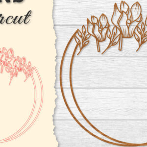 Intra απο ξύλο plywood  Χρώμα wenge 3mm-4mm πάχος - Πλαίσιο Flower Στρογγυλό Lasercut Δίασταση 20x20 cm INTRAFABR-110273706