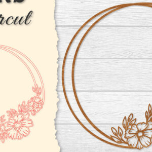 Intra απο ξύλο plywood  Χρώμα wenge 3mm-4mm πάχος - Πλαίσιο Flower Στρογγυλό Lasercut Δίασταση 20x20 cm INTRAFABR-28903068