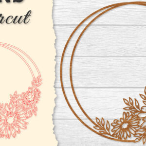 Intra απο ξύλο plywood  Χρώμα wenge 3mm-4mm πάχος - Πλαίσιο Flower Στρογγυλό Lasercut Δίασταση 20x20 cm INTRAFABR-76557735