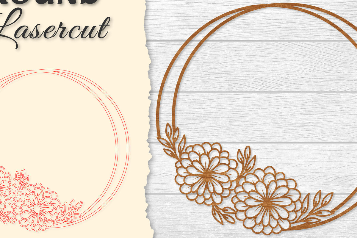 Intra απο ξύλο plywood  Χρώμα wenge 3mm-4mm πάχος - Πλαίσιο Flower Στρογγυλό Lasercut Δίασταση 20x20 cm INTRAFABR-83505862