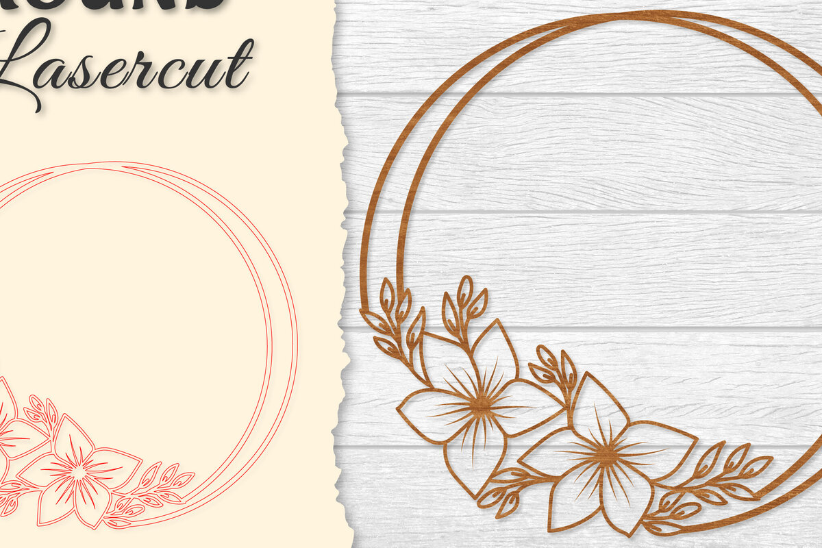 Intra απο ξύλο plywood  Χρώμα wenge 3mm-4mm πάχος - Πλαίσιο Flower Στρογγυλό Lasercut Δίασταση 20x20 cm INTRAFABR-35265363