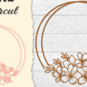 Intra απο ξύλο plywood  Χρώμα wenge 3mm-4mm πάχος - Πλαίσιο Flower Στρογγυλό Lasercut Δίασταση 20x20 cm INTRAFABR-118102299