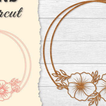 Intra απο ξύλο plywood  Χρώμα wenge 3mm-4mm πάχος - Πλαίσιο Flower Στρογγυλό Lasercut Δίασταση 20x20 cm INTRAFABR-35632855 - Image 1