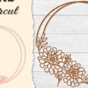 Intra απο ξύλο plywood  Χρώμα wenge 3mm-4mm πάχος - Πλαίσιο Flower Στρογγυλό Lasercut Δίασταση 20x20 cm INTRAFABR-106435000