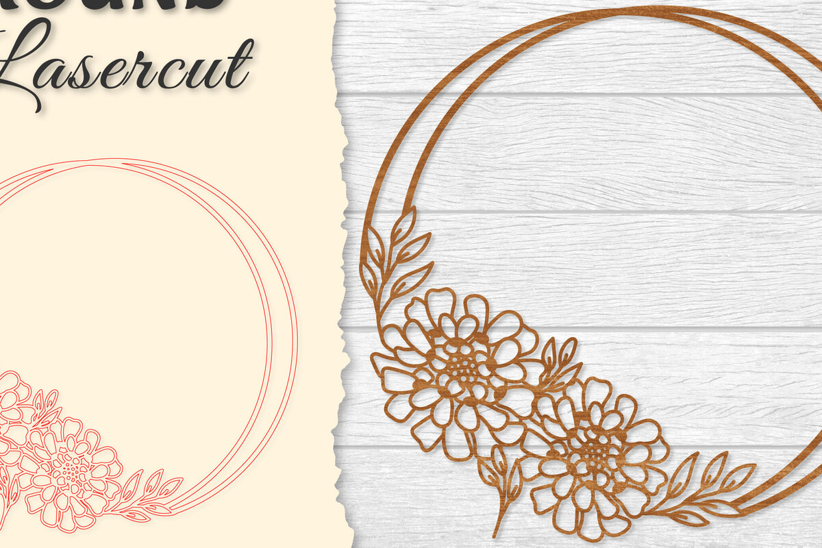 Intra απο ξύλο plywood  Χρώμα wenge 3mm-4mm πάχος - Πλαίσιο Flower Στρογγυλό Lasercut Δίασταση 20x20 cm INTRAFABR-106435000