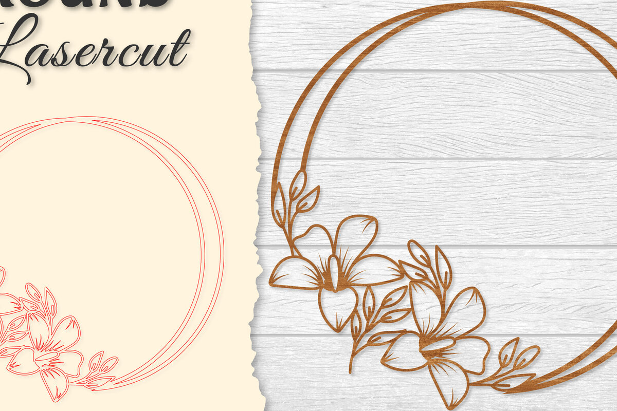 Intra απο ξύλο plywood  Χρώμα wenge 3mm-4mm πάχος - Πλαίσιο Flower Στρογγυλό Lasercut Δίασταση 20x20 cm INTRAFABR-112553545