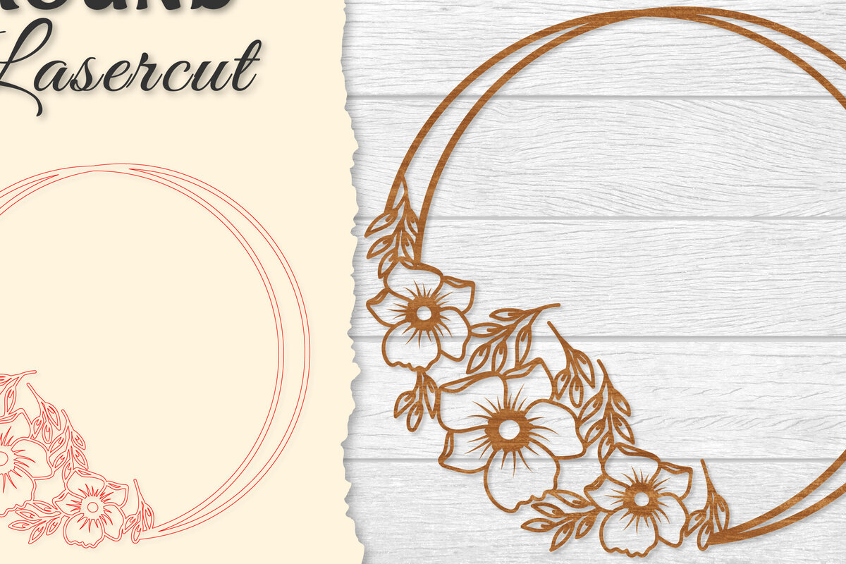 Intra απο ξύλο plywood  Χρώμα wenge 3mm-4mm πάχος - Πλαίσιο Flower Στρογγυλό Lasercut Δίασταση 20x20 cm INTRAFABR-103586628