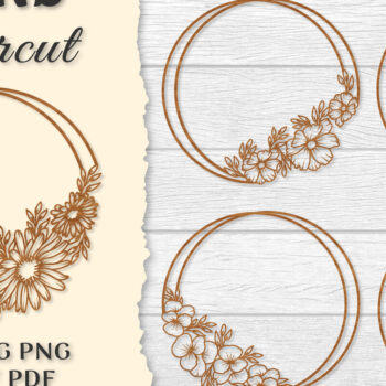 Intra απο ξύλο plywood  Χρώμα wenge 3mm-4mm πάχος - Πλαίσιο Λουλούδι Στρογγυλά ΔΕΜΑΤΑ κοπής με λέιζερ Δίασταση 20x20 cm INTRAFABR-80631189 - Image 1