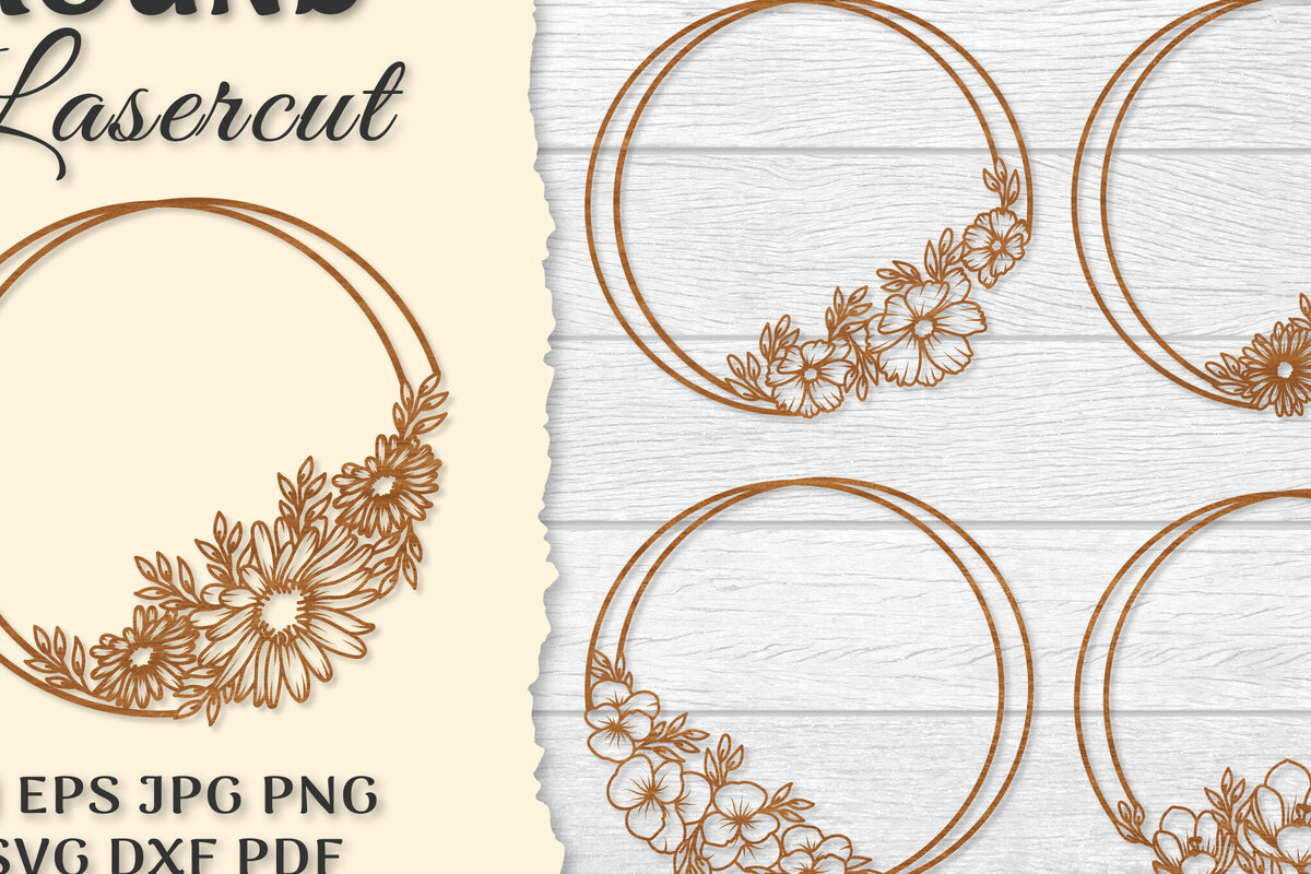 Intra απο ξύλο plywood  Χρώμα wenge 3mm-4mm πάχος - Πλαίσιο Λουλούδι Στρογγυλά ΔΕΜΑΤΑ κοπής με λέιζερ Δίασταση 20x20 cm INTRAFABR-80631189