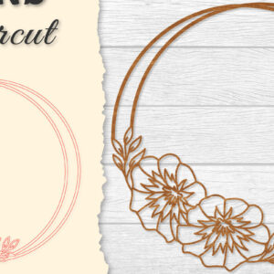 Intra απο ξύλο plywood  Χρώμα wenge 3mm-4mm πάχος - Πλαίσιο Flower Στρογγυλό Lasercut Δίασταση 20x20 cm INTRAFABR-43551478