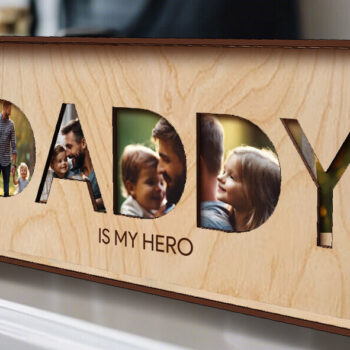 Intra απο ξύλο plywood  Χρώμα wenge 3mm-4mm πάχος - Πλαίσιο για DADDY | Δώρο για την Ημέρα του Πατέρα Δίασταση 20x25 cm INTRAFABR-109449003 - Image 4