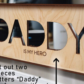 Intra απο ξύλο plywood  Χρώμα wenge 3mm-4mm πάχος - Πλαίσιο για DADDY | Δώρο για την Ημέρα του Πατέρα Δίασταση 20x25 cm INTRAFABR-109449003 - Image 5