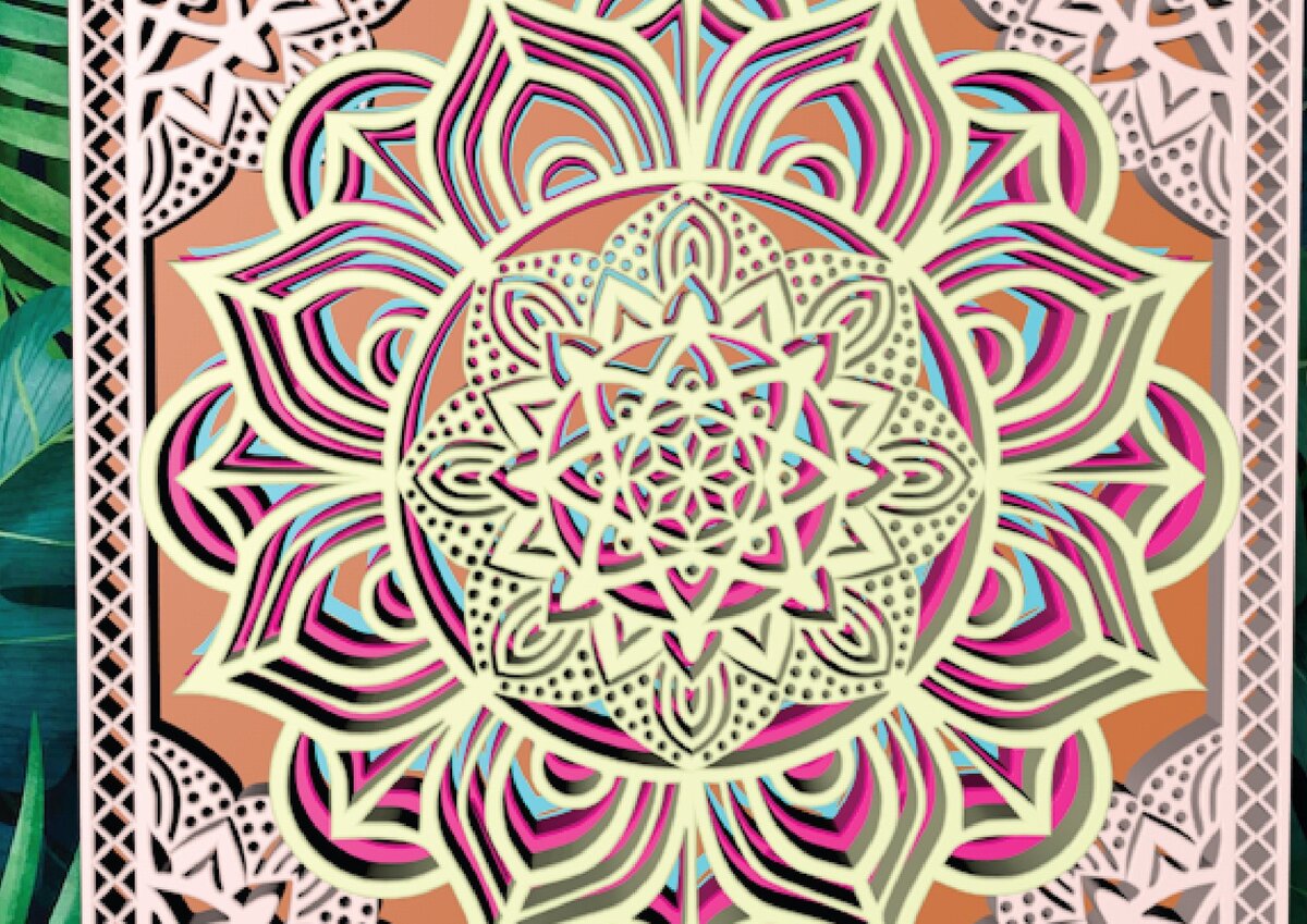 Intra απο ξύλο plywood  Χρώμα wenge 3mm-4mm πάχος - Κορνίζα Mandala . 5 στρώσεις Δίασταση 30x30 cm INTRAFABR-85823417