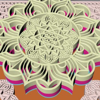 Intra απο ξύλο plywood Χρώμα wenge 3mm-4mm πάχος - Κορνίζα Mandala . 5 στρώσεις Δίασταση 30x30 cm INTRAFABR-85823417 - Image 2