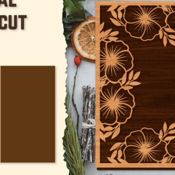 Intra απο ξύλο plywood  Χρώμα wenge 3mm-4mm πάχος - Κορνίζα Photo Floral Lasercut Δίασταση 20x25 cm INTRAFABR-83009671 - Image 1