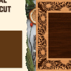 Intra απο ξύλο plywood  Χρώμα wenge 3mm-4mm πάχος - Κορνίζα Photo Floral Lasercut Δίασταση 20x25 cm INTRAFABR-40103148