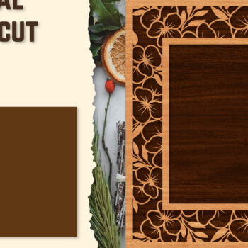 Intra απο ξύλο plywood  Χρώμα wenge 3mm-4mm πάχος - Κορνίζα Photo Floral Lasercut Δίασταση 20x25 cm INTRAFABR-112664669 - Image 1