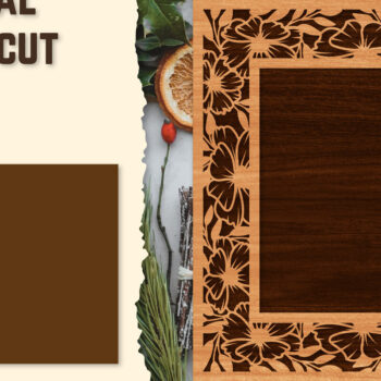 Intra απο ξύλο plywood  Χρώμα wenge 3mm-4mm πάχος - Κορνίζα Photo Floral Lasercut Δίασταση 20x25 cm INTRAFABR-112668672 - Image 1