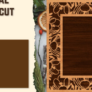 Intra απο ξύλο plywood  Χρώμα wenge 3mm-4mm πάχος - Κορνίζα Photo Floral Lasercut Δίασταση 20x25 cm INTRAFABR-80143047