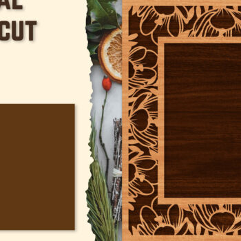 Intra απο ξύλο plywood  Χρώμα wenge 3mm-4mm πάχος - Κορνίζα Photo Floral Lasercut Δίασταση 20x25 cm INTRAFABR-80143047 - Image 1