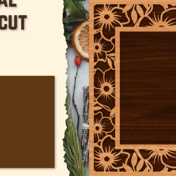 Intra απο ξύλο plywood  Χρώμα wenge 3mm-4mm πάχος - Κορνίζα Photo Floral Lasercut Δίασταση 20x25 cm INTRAFABR-108890947 - Image 1