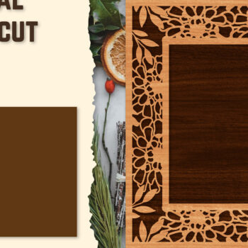 Intra απο ξύλο plywood  Χρώμα wenge 3mm-4mm πάχος - Κορνίζα Photo Floral Lasercut Δίασταση 20x25 cm INTRAFABR-104940859 - Image 1