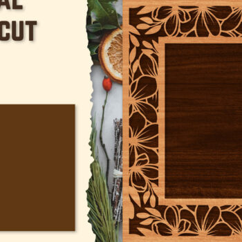 Intra απο ξύλο plywood  Χρώμα wenge 3mm-4mm πάχος - Κορνίζα Photo Floral Lasercut Δίασταση 20x25 cm INTRAFABR-109111293 - Image 1