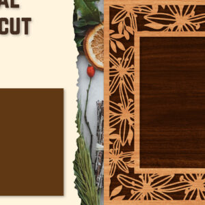 Intra απο ξύλο plywood  Χρώμα wenge 3mm-4mm πάχος - Κορνίζα Photo Floral Lasercut Δίασταση 20x25 cm INTRAFABR-109831378