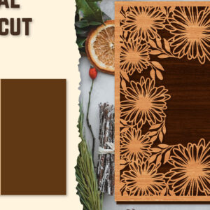 Intra απο ξύλο plywood  Χρώμα wenge 3mm-4mm πάχος - Κορνίζα Photo Floral Lasercut Δίασταση 20x25 cm INTRAFABR-36481303
