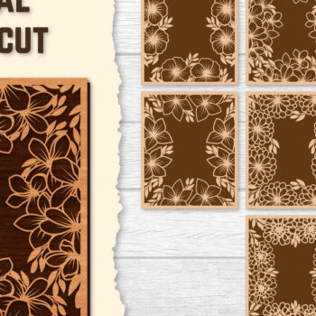 Intra απο ξύλο plywood  Χρώμα wenge 3mm-4mm πάχος - Πακέτα φωτογραφιών Floral Lasercut BNDLES Δίασταση 20x20 cm INTRAFABR-108479604 - Image 1