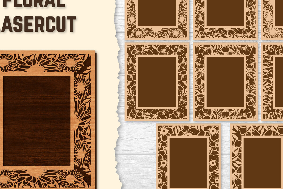 Intra απο ξύλο plywood  Χρώμα wenge 3mm-4mm πάχος - Πακέτα φωτογραφιών Floral Lasercut BNDLES Δίασταση 20x20 cm INTRAFABR-76216244