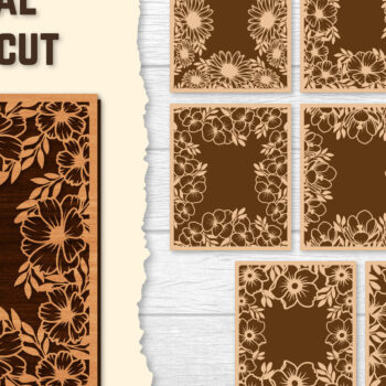 Intra απο ξύλο plywood  Χρώμα wenge 3mm-4mm πάχος - Πακέτα φωτογραφιών Floral Lasercut BNDLES Δίασταση 20x20 cm INTRAFABR-34693994 - Image 1