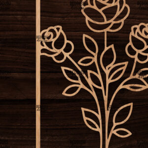 Intra απο ξύλο plywood  Χρώμα wenge 3mm-4mm πάχος - Κορνίζα με λουλούδια Δίασταση 20x25 cm INTRAFABR-112130623