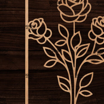 Intra απο ξύλο plywood  Χρώμα wenge 3mm-4mm πάχος - Κορνίζα με λουλούδια Δίασταση 20x25 cm INTRAFABR-112130623 - Image 1